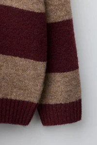 STRIPED KNIT POLO SWEATER