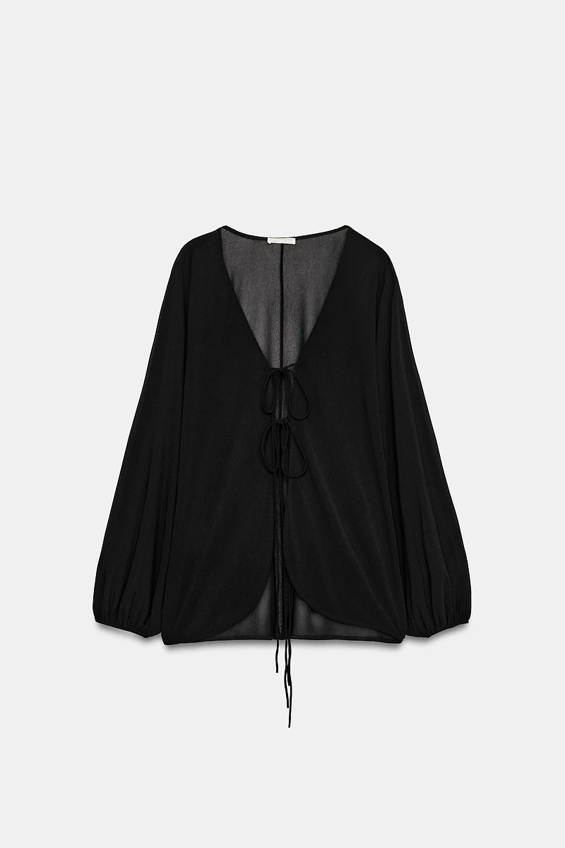 PUFF SLEEVE CREPE TOP