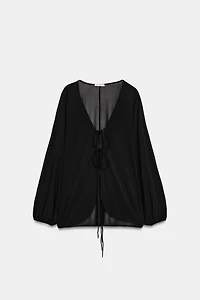 PUFF SLEEVE CREPE TOP