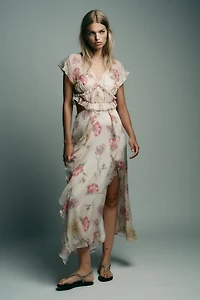 FLORAL PRINT CUT OUT MIDI DRESS
