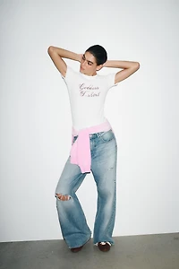 RHINESTONE TEXT T-SHIRT