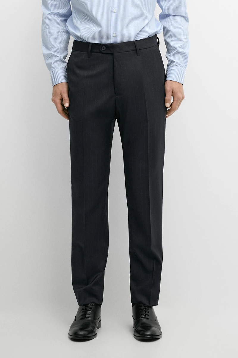 Striped 100% cool wool suit pants