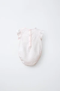 EMBROIDERED SWISS DOT ROMPER