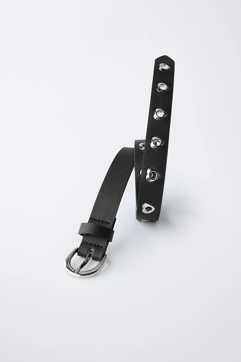 EYELET FAUX LEATHER BELT