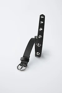 EYELET FAUX LEATHER BELT