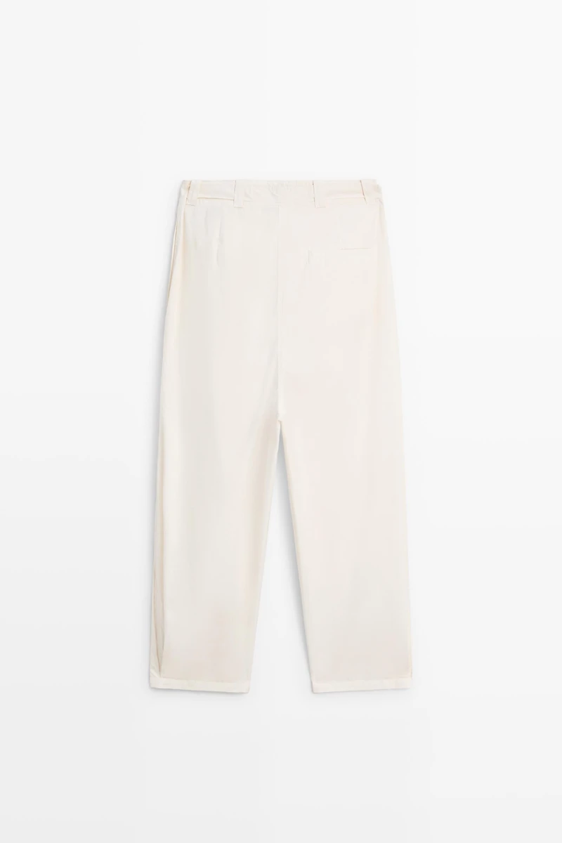 Cotton blend pants with tie detail