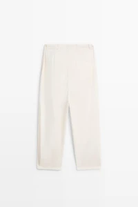 Cotton blend pants with tie detail