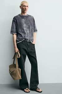 T-SHIRT EN MAILLE À IMPRIMÉ DÉLAVÉ