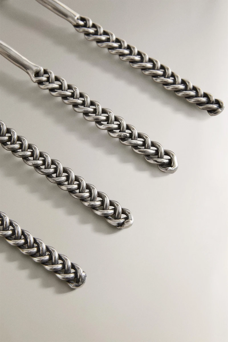 PACK PETITES CUILLÈRES À DESSERT MANCHE TRESSÉ MÉTAL (PACK DE 4)