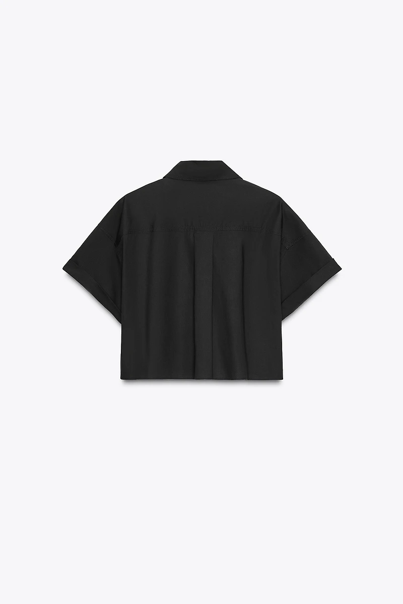 POPLIN CROP SHIRT