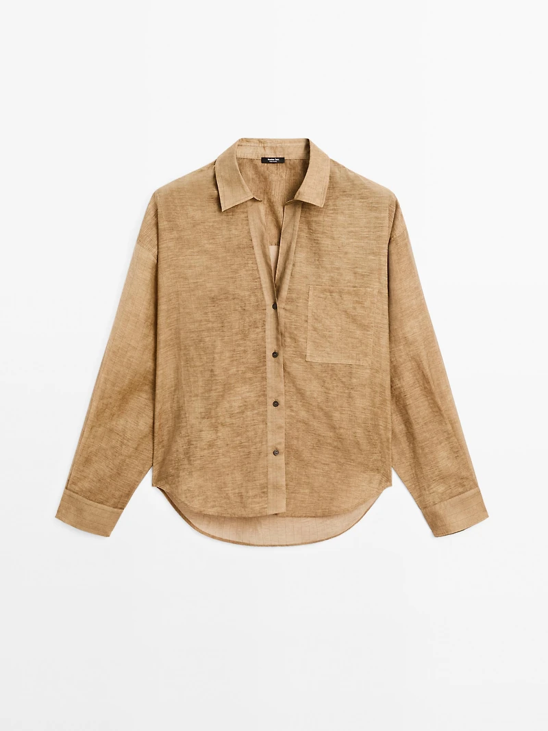 Striped cotton blend shirt