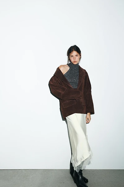 100% SUEDE OVERSIZED BLAZER