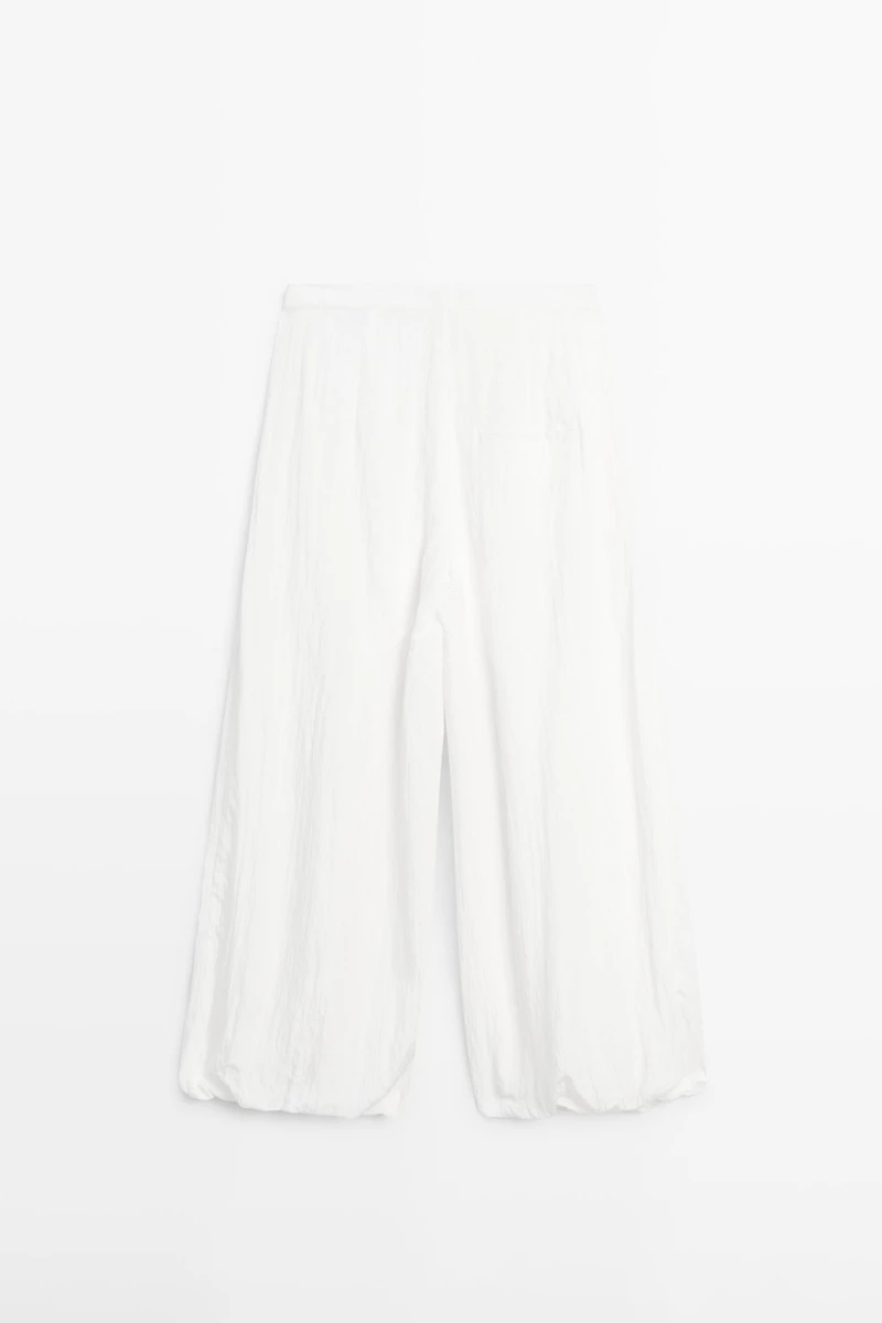 Flowing sarouel trousers with textured detail