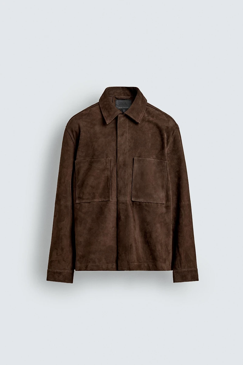 SURCHEMISE EN CUIR DAIM À POCHES