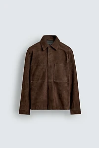 SURCHEMISE EN CUIR DAIM À POCHES
