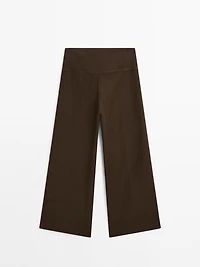 High-waist wide-leg linen trousers