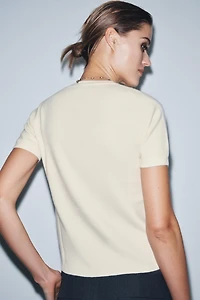 SHORT SLEEVE SOFT-TOUCH KNIT JUMPER