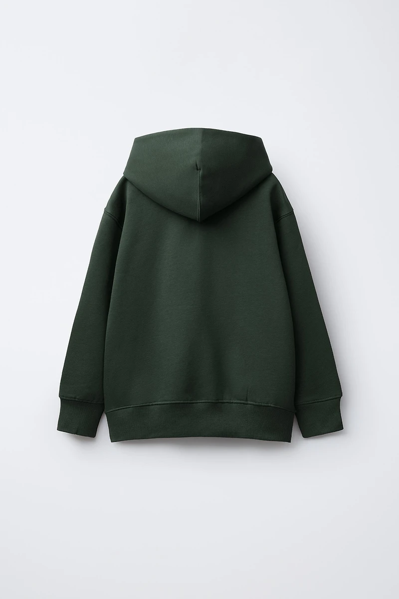 EMBROIDERED TEXT HOODIE SWEATSHIRT