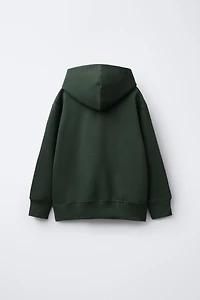 EMBROIDERED TEXT HOODIE SWEATSHIRT