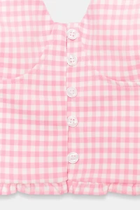 GINGHAM RUFFLED CROP TOP