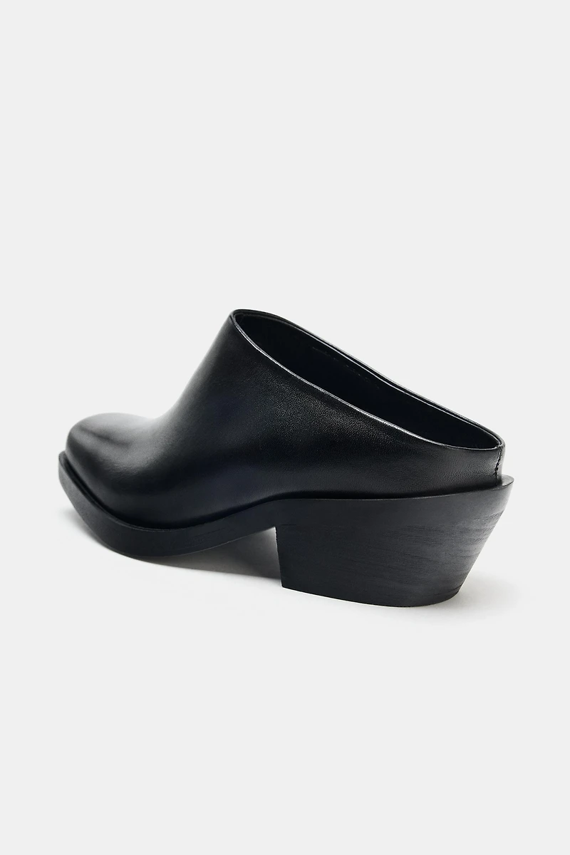 LEATHER BIKER CLOGS