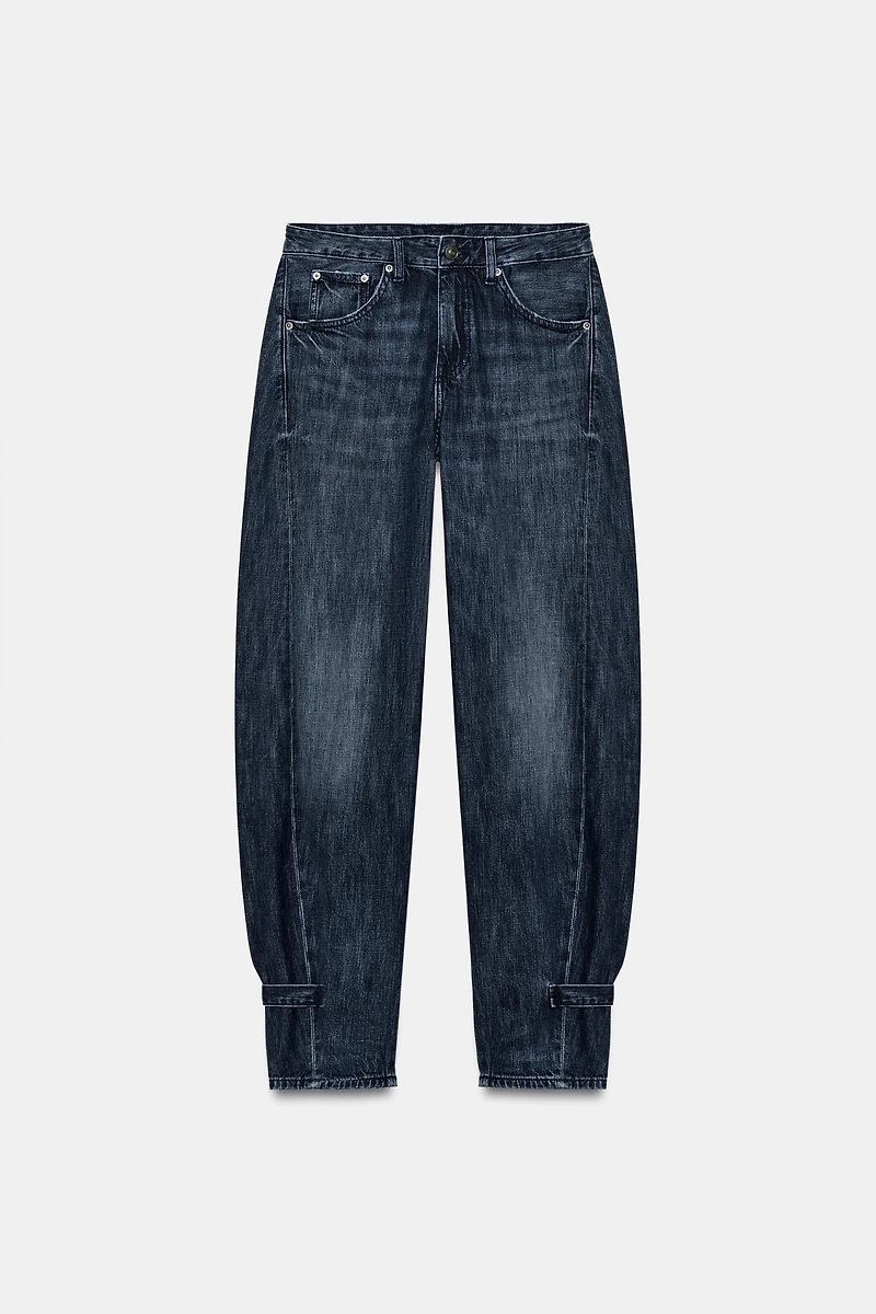 TRF MID-RISE BALLOON JEANS WITH LOOPS