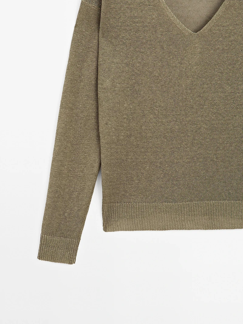 100% linen long sleeve knit sweater
