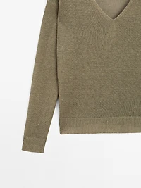 100% linen long sleeve knit sweater