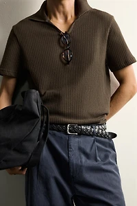 REGULAR FIT OPEN-KNIT POLO