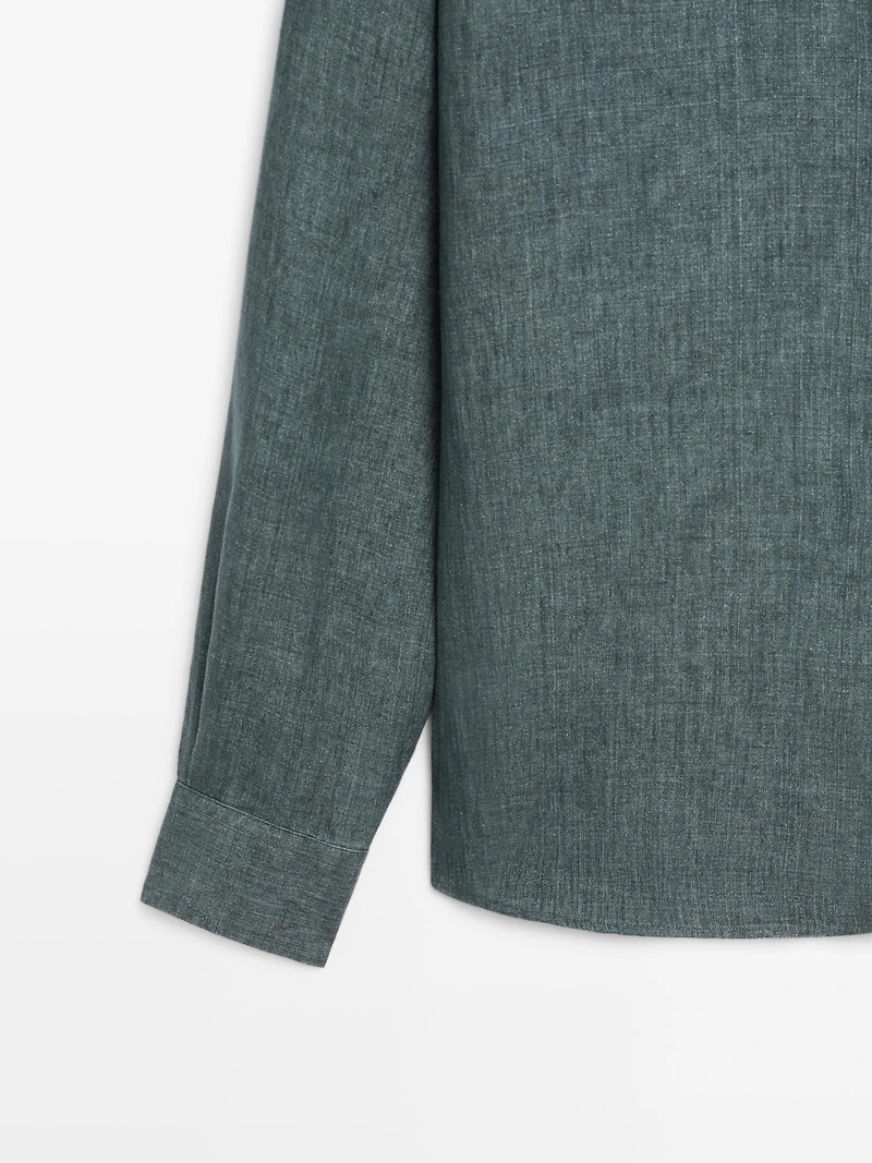 Regular fit linen shirt with placket