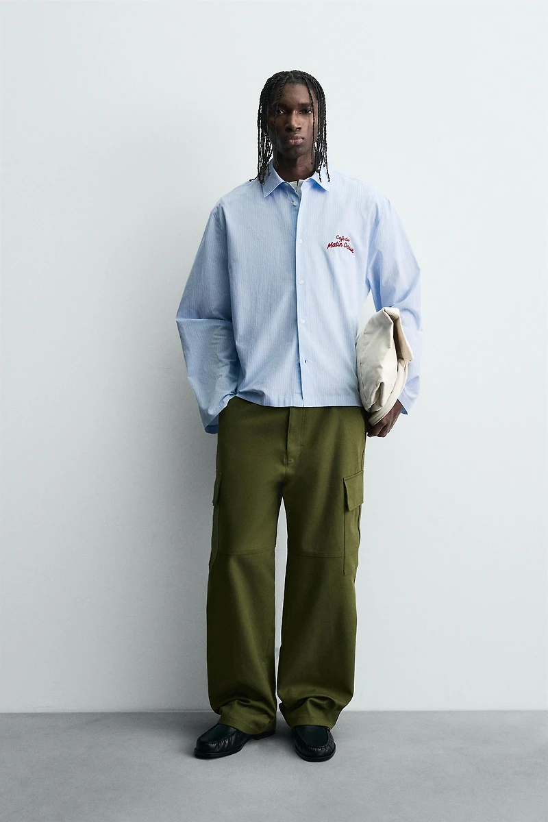 STRIPED GRAPHIC PRINT SHIRT