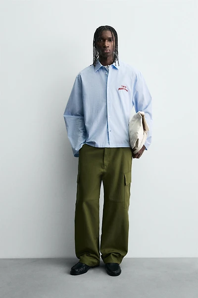 STRIPED GRAPHIC PRINT SHIRT