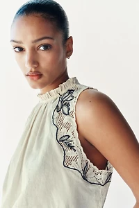 COMBINATION EMBROIDERED PUFF TOP