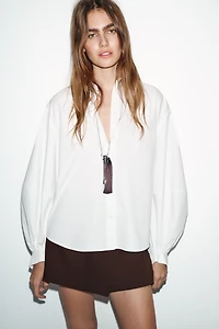 PUFF SLEEVE POPLIN SHIRT