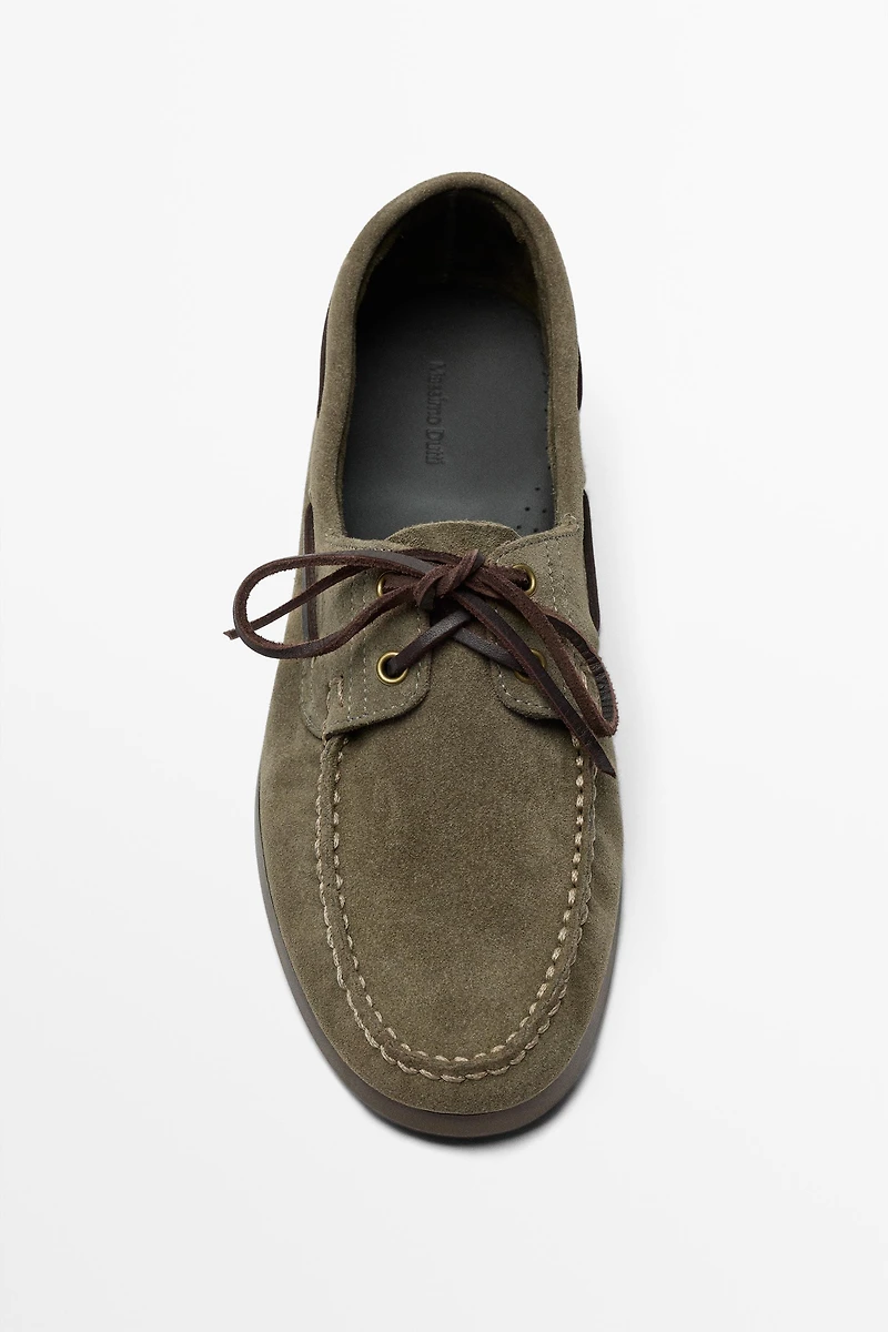 Leather boat shoe