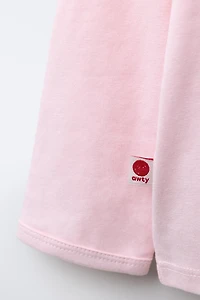 TEXT AND FLORAL PRINT T-SHIRT