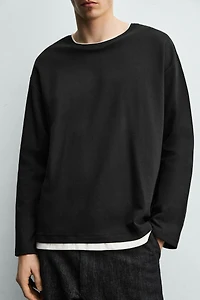 CONTRAST DOUBLE HEM T-SHIRT