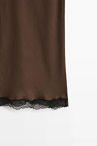 Lace-trimmed midi skirt
