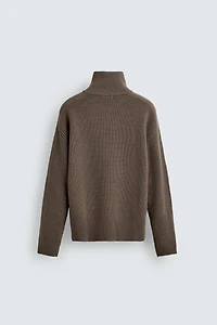 PULL EN MAILLE PERLÉE AVEC COL ZIPPÉ