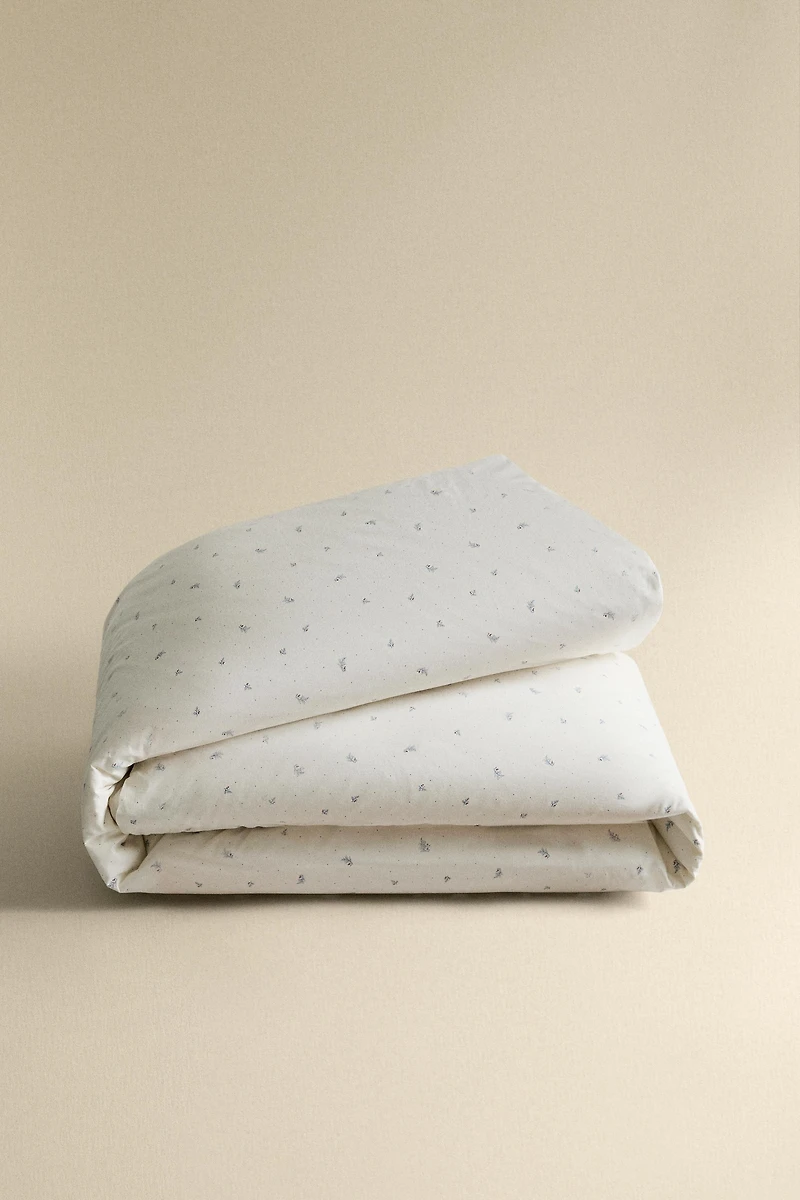 HOUSSE DE COUETTE EN COTON POUR ENFANTS À MOTIF FEUILLES ET POINTS
