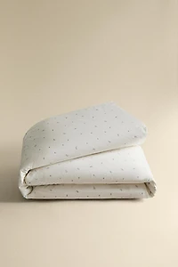 HOUSSE DE COUETTE EN COTON POUR ENFANTS À MOTIF FEUILLES ET POINTS