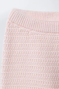 PANTALON EN MAILLE BRODERIE FLEURIE