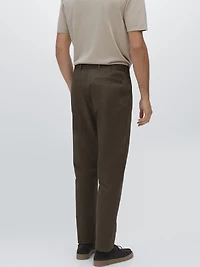 Cotton blend tapered fit trousers