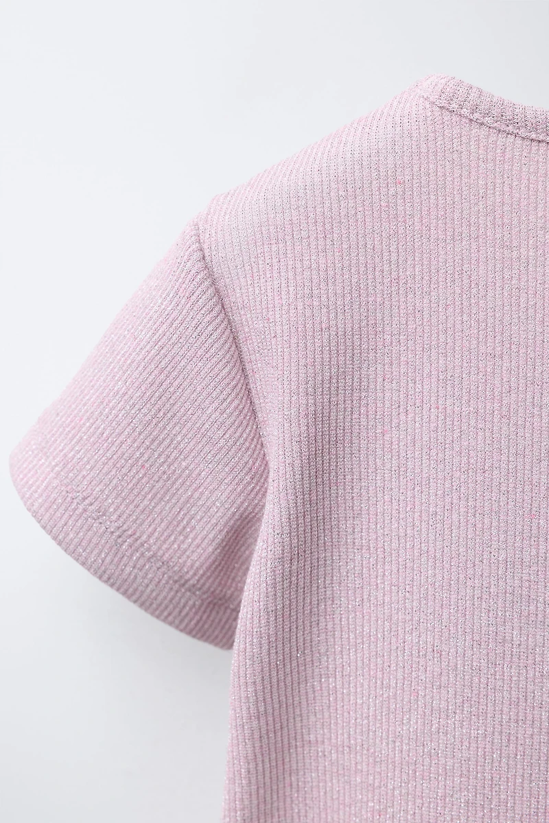SPARKLY RIBBED T-SHIRT