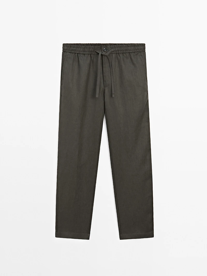 100% linen jogger fit trousers