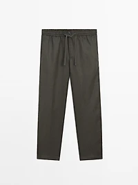 100% linen jogger fit trousers
