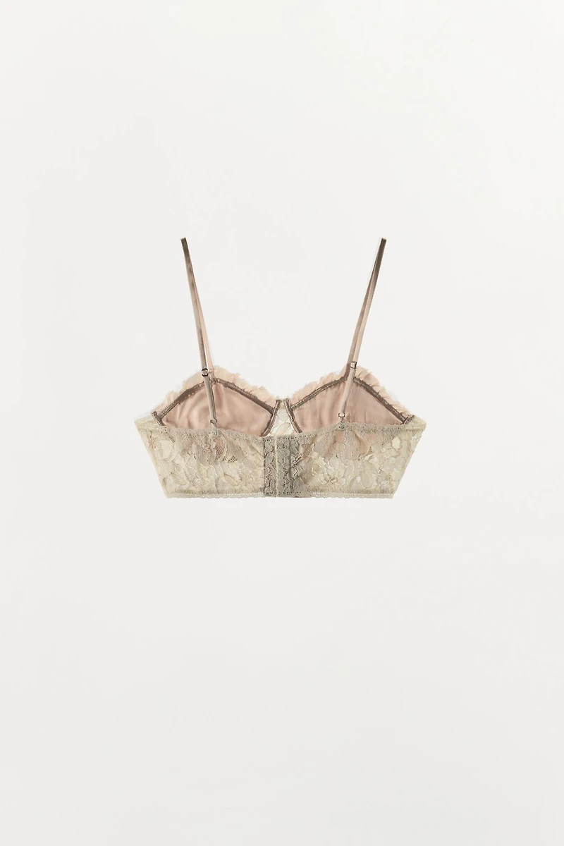 PLEATED LACE BRA