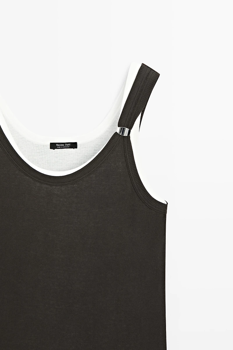 Double-layer strappy top with jewel detail