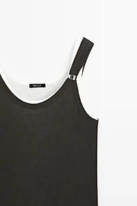 Double-layer strappy top with jewel detail