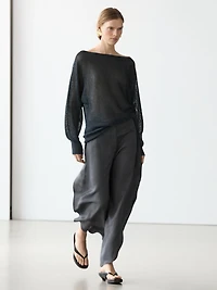 Flowing cotton blend knit sweater